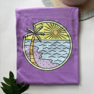 Crew Neck Printed Tee - Pastel Purple