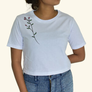 White Crop Top Printed