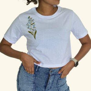 White Crop Top Printed