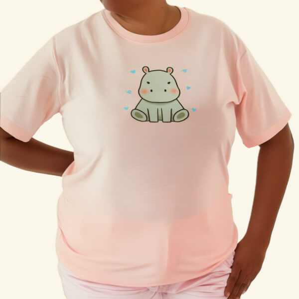 Crew Neck Printed Tee - Pastel Pink