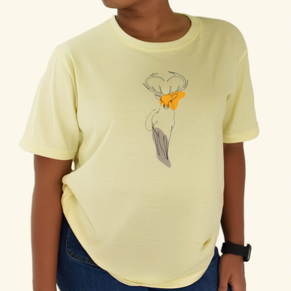 Crew Neck Printed Tee - Cream