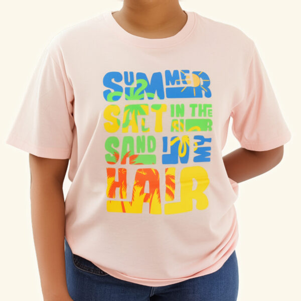 Crew Neck Printed Tee - Pastel Pink